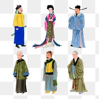 Png Qing dynasty Chinese costume stickers,  traditional design set