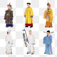 People png in Qing dynasty Chinese costume collection, traditional design set