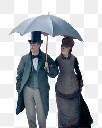 Png Paris Street Rainy Day sticker, Gustave Caillebotte's famous painting on transparent background, remastered by rawpixel