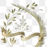 Laurel wreath png and ribbon, remixed from artworks by Leonardo da Vinci