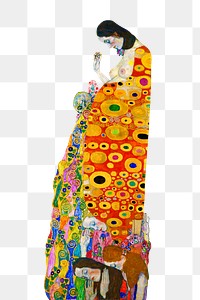 Hope II png famous painting sticker, pregnant woman, remixed from artworks by Gustav Klimt