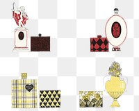 Vintage png perfume bottle set, remixed from the artworks by Mario Simon