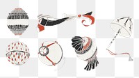 Png decorative ornament illustration set, remixed from the artworks by Charles Martin