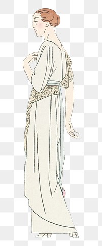 Woman png in white vintage flapper dress, remixed from the artworks by Bernard Boutet de Monvel