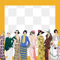 Frame png featuring vintage women fashion from 1920s, remixed from vintage illustration published in Tr&egrave;s Parisien