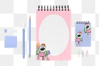 Png stationery mockup set with cartoon illustration remix from the artworks by Charles Martin