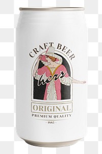 Png can mockup of craft beer with woman illustration remix from the artworks by Otto Friedrich Carl Lendecke