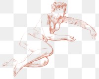 Nude woman posing vintage illustration design element