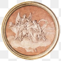 Png allegory in round gold frame