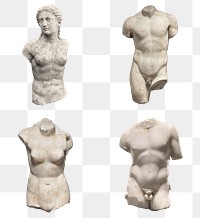 Nude torso sculpture png set