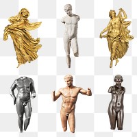 Classic nude torso png sculpture set