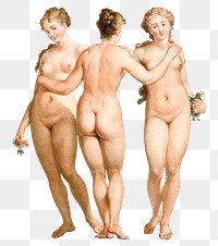 Vintage nude women png illustration, remix from artworks by Jean Fran&ccedil;ois Janinet