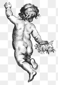 Vintage cute cherub dancing png illustration