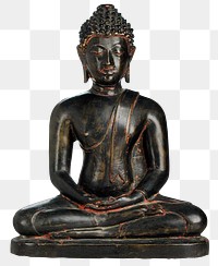 Vintage meditating Buddha Shakyamuni png sculpture