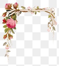 Vintage flower frame illustration png, remix from artworks by L. Prang & Co.