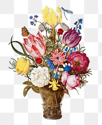 Vintage flower illustration png, remix from artworks by Ambrosius Bosschaert