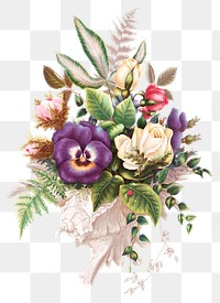 Vintage flower bouquet png illustration, remix from artworks by L. Prang &amp; Co.