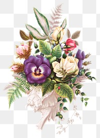 Vintage flower bouquet png illustration, remix from artworks by L. Prang & Co.