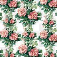 Vintage pink rose png floral pattern illustration, remix from artworks by L. Prang &amp; Co.
