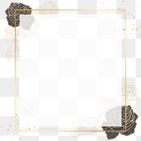 Gold frame with black roses design element