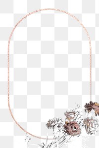 Rose gold oval frame with flower border design element