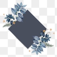 Blue floral blank square card design element
