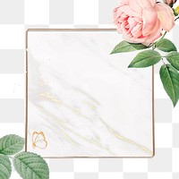 Pink cabbage rose pattern on a gold frame design element