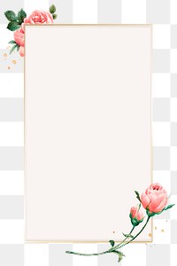 Pink cabbage rose pattern on a gold frame design element