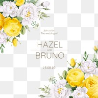 Blooming wedding invitation card transparent png