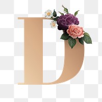 Classic and elegant floral alphabet font letter D transparent png