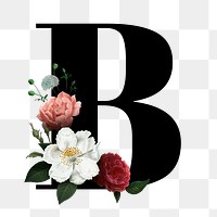 Classic and elegant floral alphabet font letter B transparent png