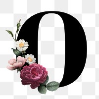 Classic and elegant floral alphabet font letter O transparent png