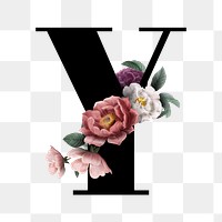 Classic and elegant floral alphabet font letter Y transparent png