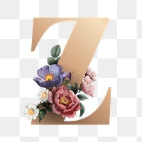 Classic and elegant floral alphabet font letter Z transparent png