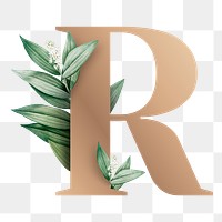 Botanical capital letter R transparent png