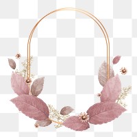 Pink leaves with golden oval frame design element