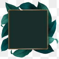Golden square frame on a green leafy background design element