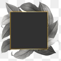 Grey leaves with square frame design element