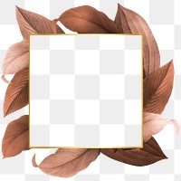 Orange leaves with golden square frame background design element