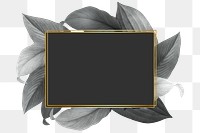 Grey leaves with golden rectangle frame design element