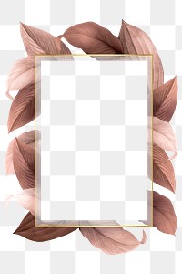 Pink leaves with golden rectangle frame design element