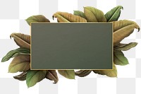 Green leaves with golden rectangle frame design element