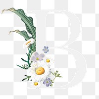 Letter B png vintage floral font