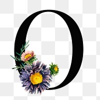 O floral alphabet lettering png