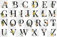 Floral a-z letters alphabet png set