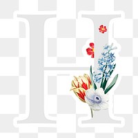 Flower decorated capital letter H sticker typography
