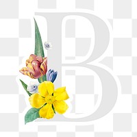 Flower decorated capital letter B sticker typography