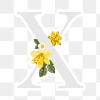 Flower decorated capital letter X sticker typography