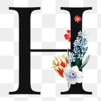 Flower decorated capital letter H typography