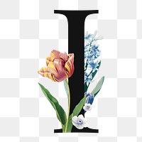 Flower decorated capital letter I typography